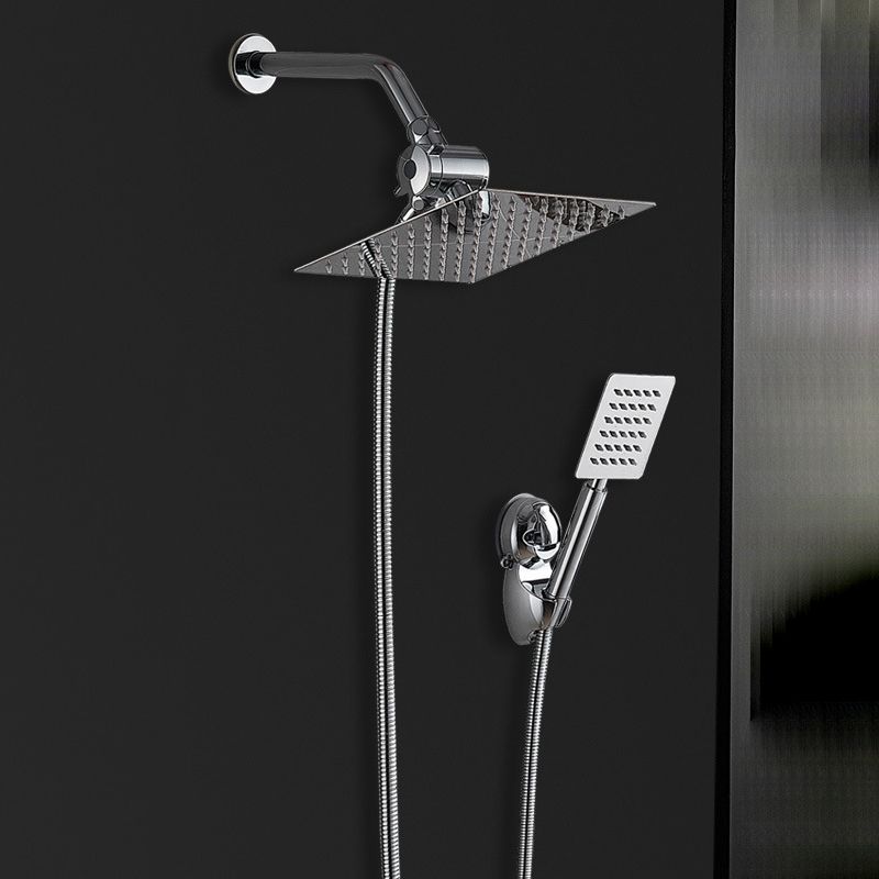 Sikunuo | Silver Square Double Shower Head Modern Water Filtration Wall-Mounted Shower Head