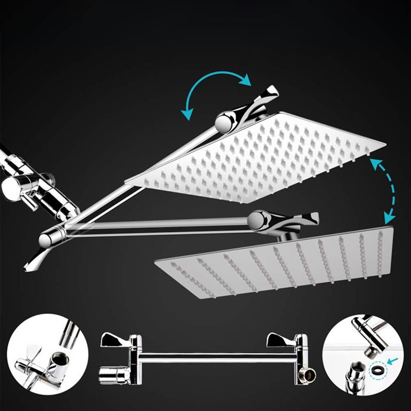 Sikunuo | Modern Style Dual Showerhead 9-Spray Silver Wall-Mounted Showerhead
