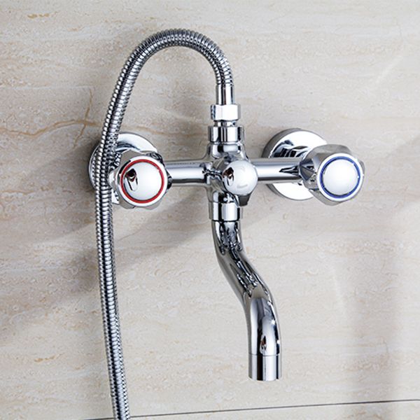 Sikunuo | Chrome Bathroom Faucet Trim Wall-mounted Swing Faucet with Hand Shower