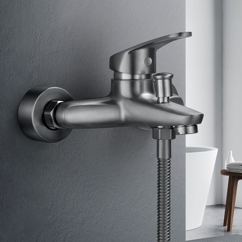 Sikunuo | Solid Bathtub Faucet Handheld Shower Hose Lever Handle Wall-Mounted 2 Holes Bathtub Fill Valve