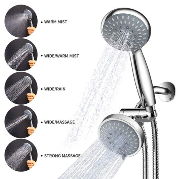 Sikunuo | Modern Style Shower Heads Dual Wall Mounted Round Metal Dual Shower