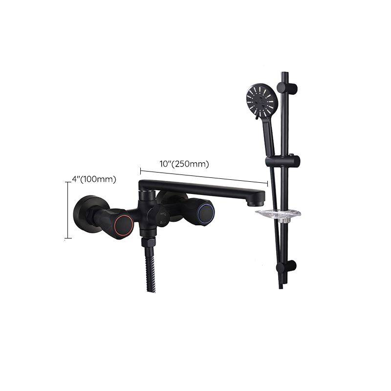 Sikunuo | Modern Bathtub Faucet Trim Black Wall Mounted Swivel Spout with Hand Shower
