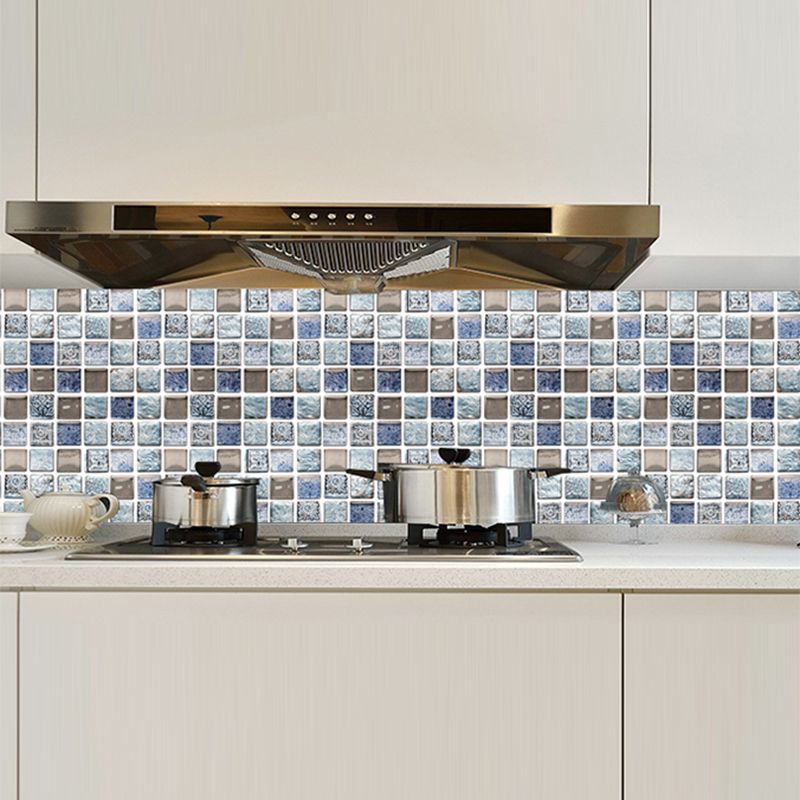 Sikunuo | Plastic Self-Adhesive Tiles Mosaic Tiles Grid Square Waterproof Self-Adhesive Tile Pack of 12