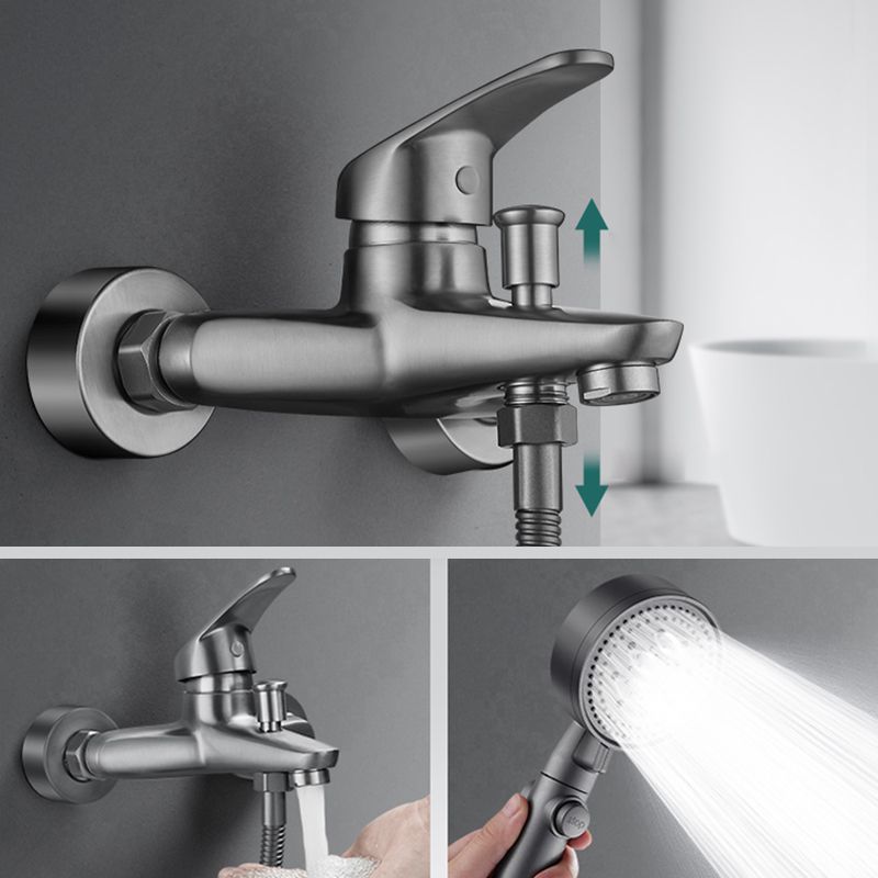 Sikunuo | Bathtub filler wall mount hand shower single lever handle 2 holes low arc bathtub faucet with hose