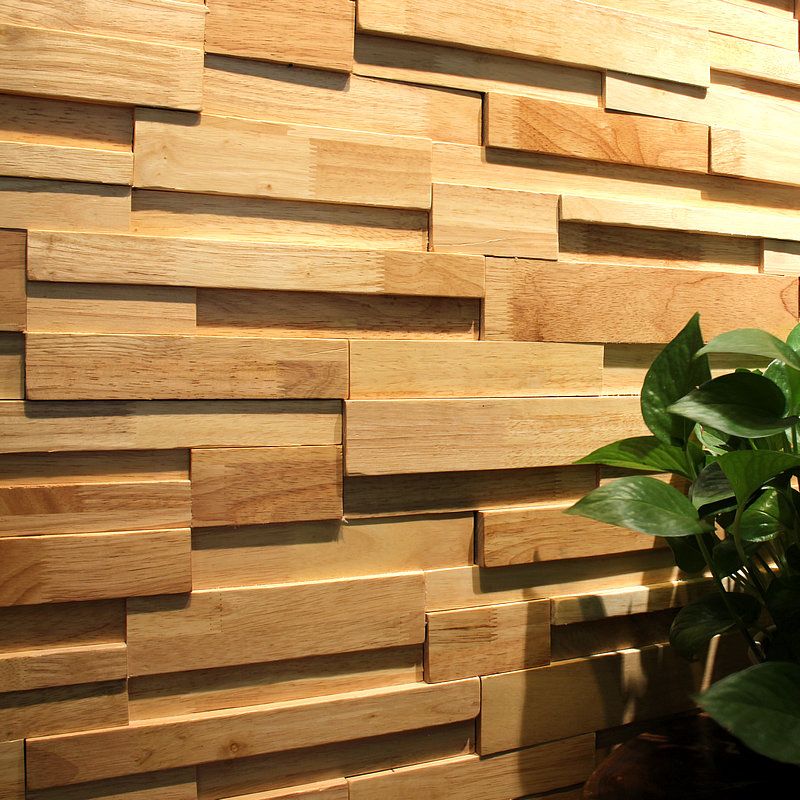 Sikunuo | Mosaic Wood Wall Cladding Glue Living Room Modern Style Wood Plank
