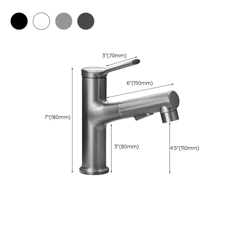 Sikunuo | Contemporary Vessel Faucet Copper Single Handle Low Arc Pull Down Vessel Faucet for Home
