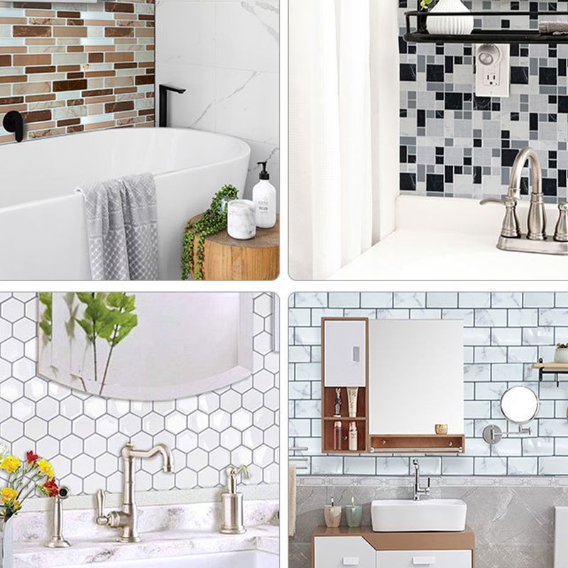 Sikunuo | Plastic Peel & Stick Mosaic Tile Waterproof Peel & Stick Mosaic Tile with Square Shape