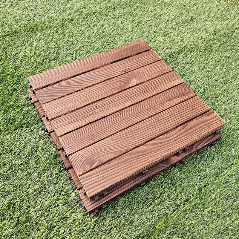 Sikunuo | 7-Slat Square Wood Floor Tiles Click Installation Outdoor Floor Tiles