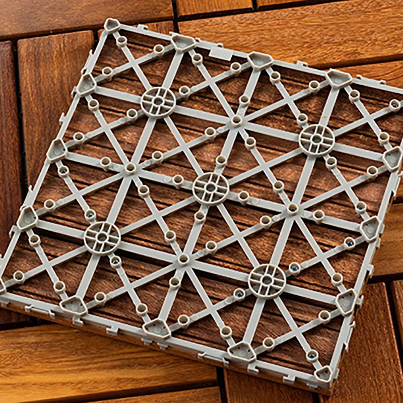 Sikunuo | 4-Slat Wood Deck/Patio Floor Tiles Interlocking Installation Floor Tiles