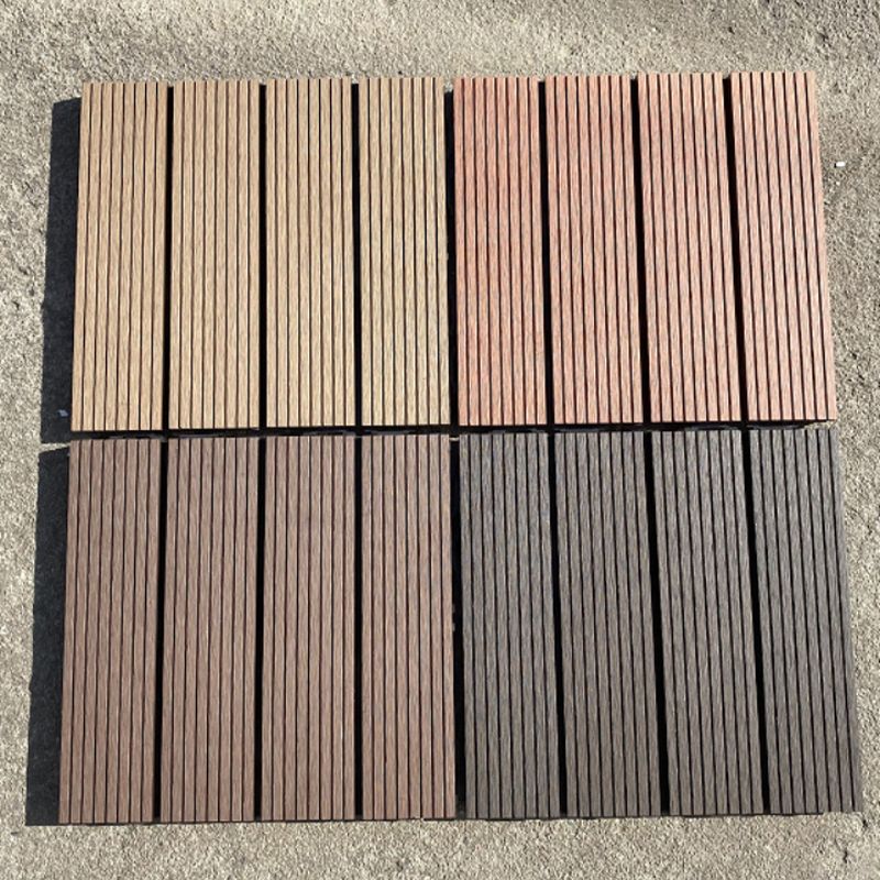 Sikunuo | 12" X 12" PVC 6-Slat Square Patio Tiles Snap Fit Installation Outdoor Floor Tiles