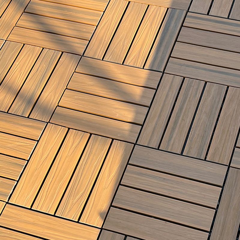 Sikunuo | 12" X 12" 4-Slat Square PVC Floor Tiles Snap-Fit Installation Floor Tiles