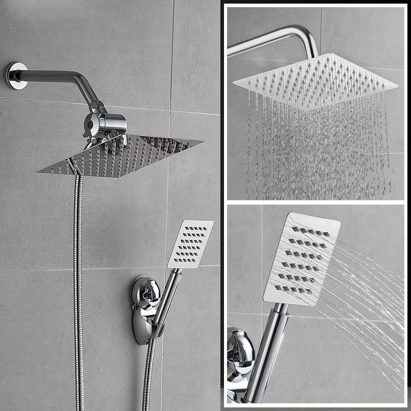 Sikunuo | Square Metal Double Shower Heads Modern Shower with Shower Hose