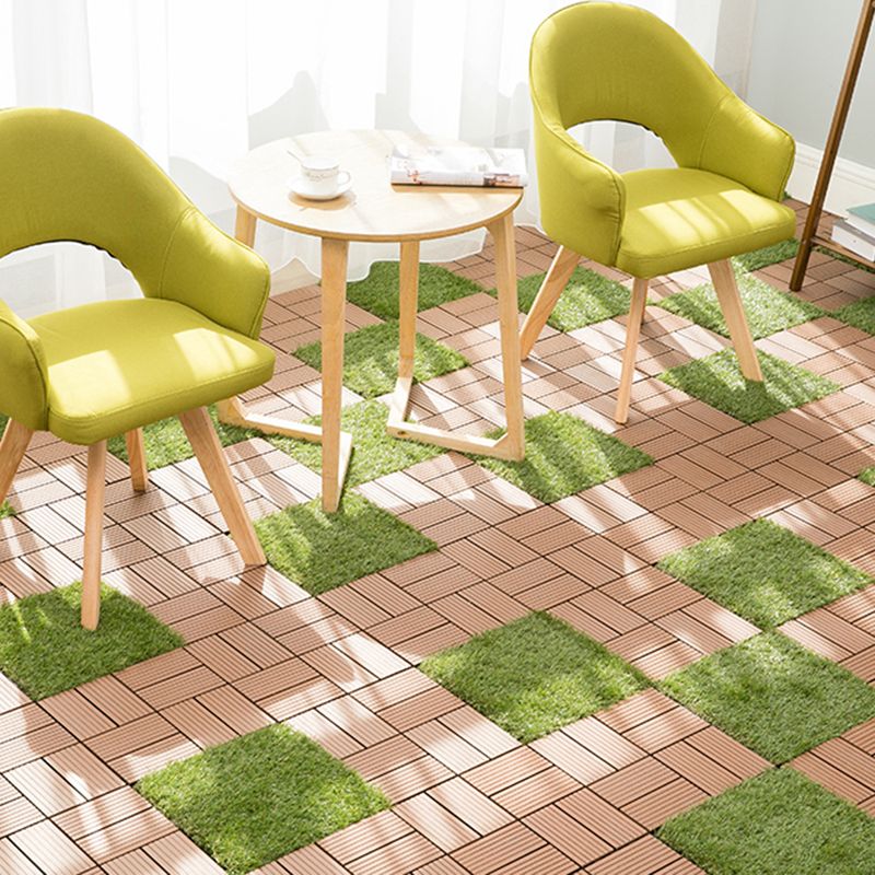 Sikunuo | Composite Plank Tiles Striped Pattern Square Deck Flooring Outdoor Patio