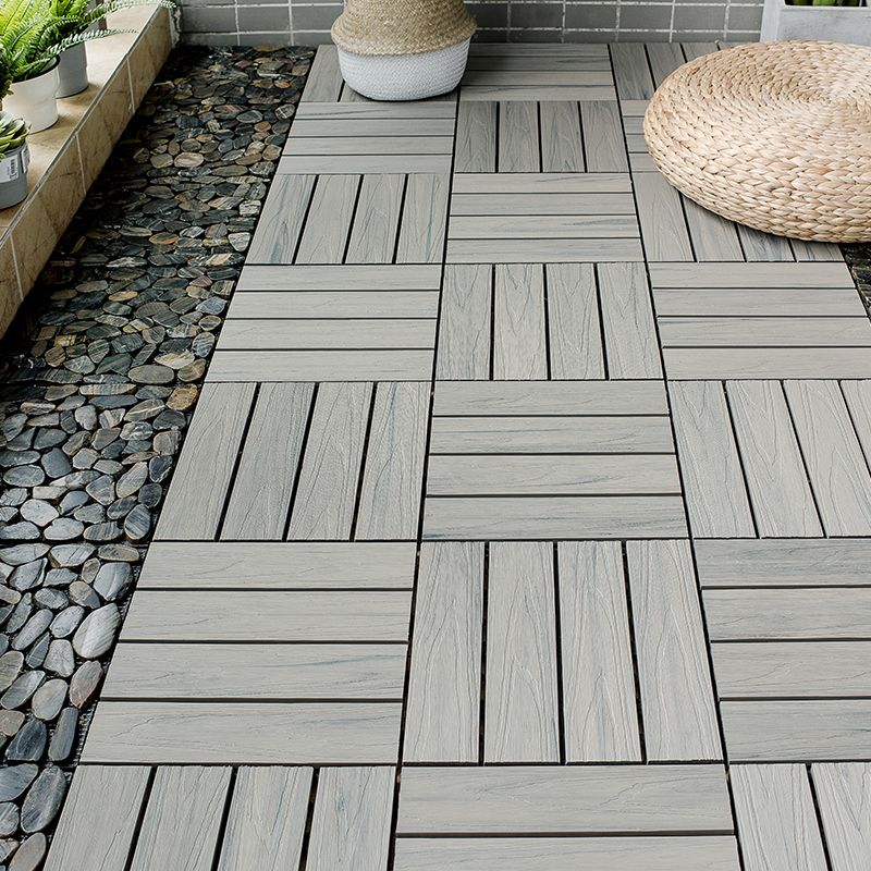 Sikunuo | Square Patio Tiles Interlocking Striped Pattern Deck Board