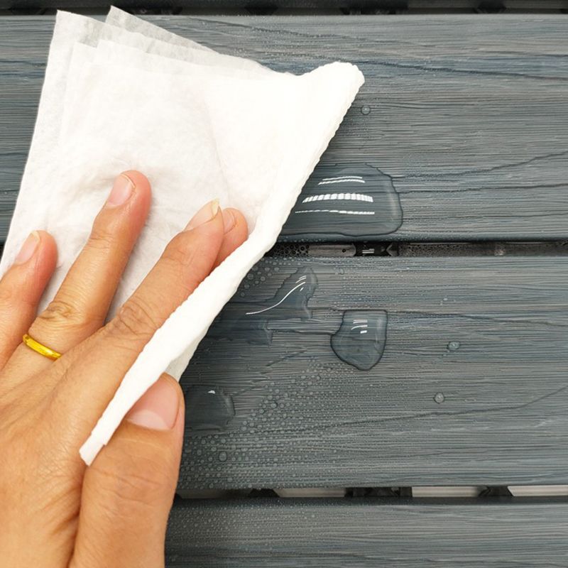Sikunuo | 12" X 12" 4-Slat Square PVC Floor Tiles Snap-Fit Installation Floor Tiles