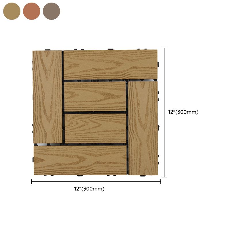 Sikunuo | Square Click Patio Floor Tiles Stripe Pattern Tile Set Floorboard