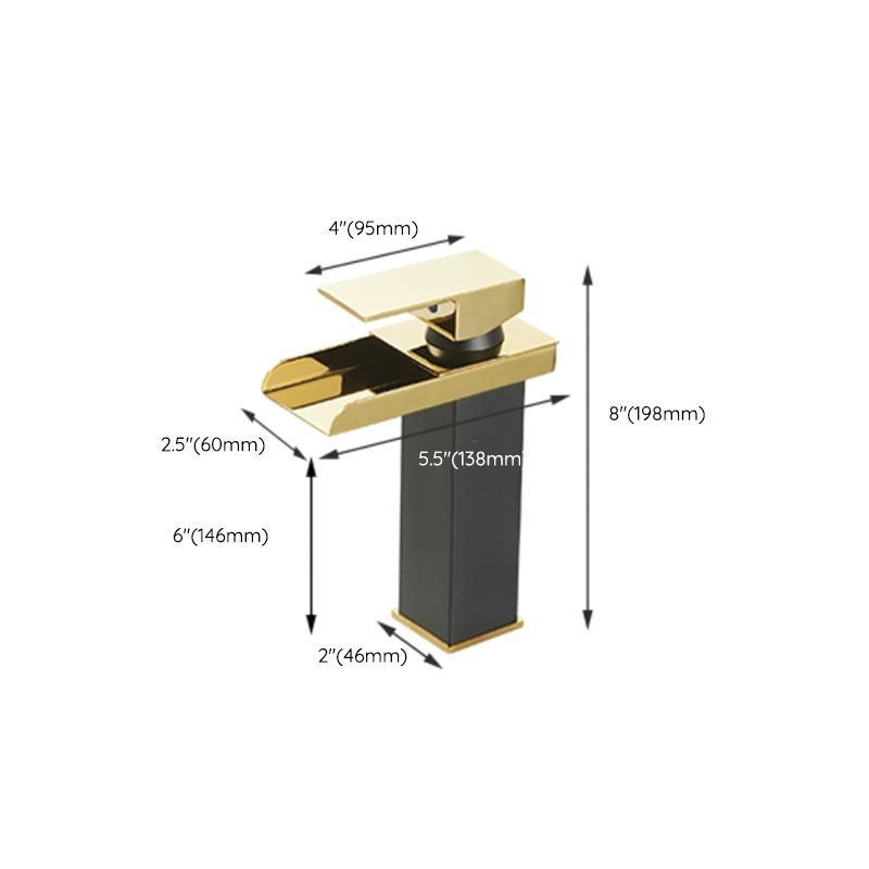 Sikunuo | Modern Waterfall Spout Sink Faucet with LED Brass Sink Faucet