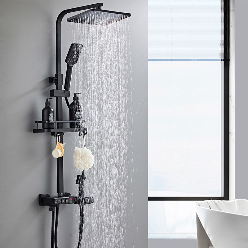 Sikunuo | Modern Style Brass Shower System Adjustable Spray Pattern Wall Mounted Shower Combination
