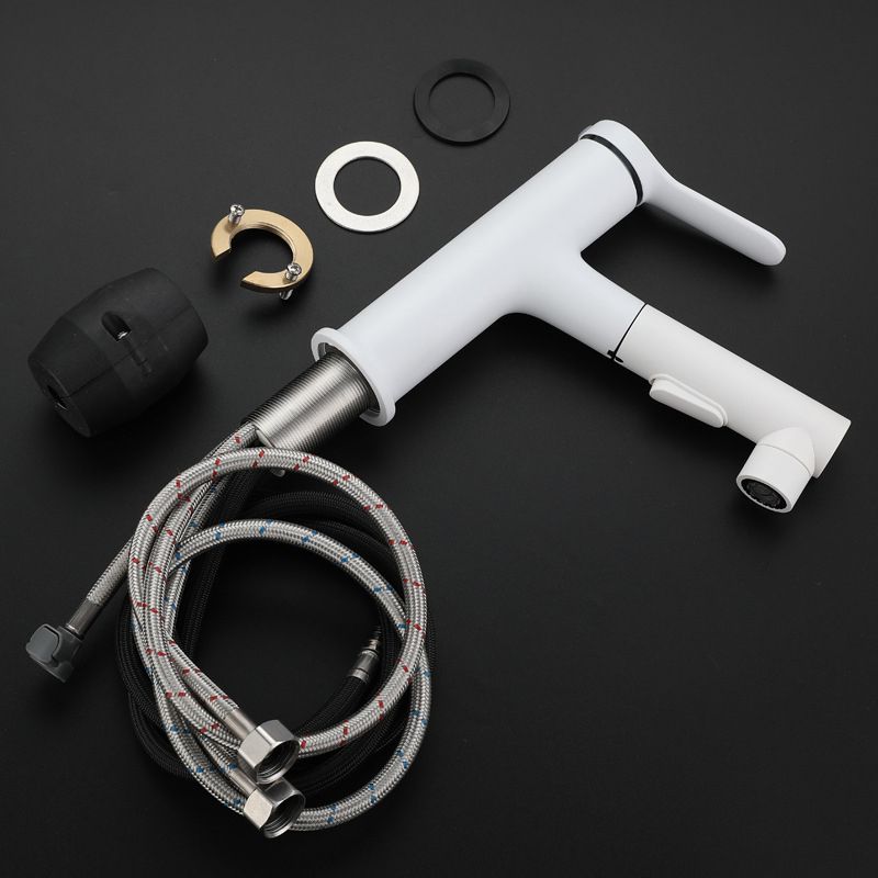 Sikunuo | Modern Extendable Sink Faucet Bathroom Faucet Brass 1 Handle Sink Faucet with Water Hose