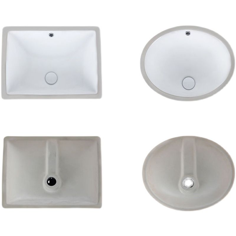 Sikunuo | Modern Under-Mount Sink Oval Porcelain with Pop-Up Drain Sink