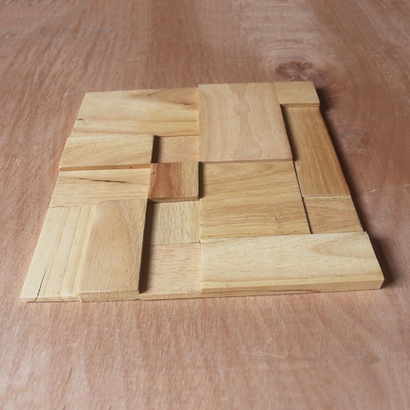 Sikunuo | Mosaic Wood Wall Cladding Glue Living Room Modern Style Wood Plank