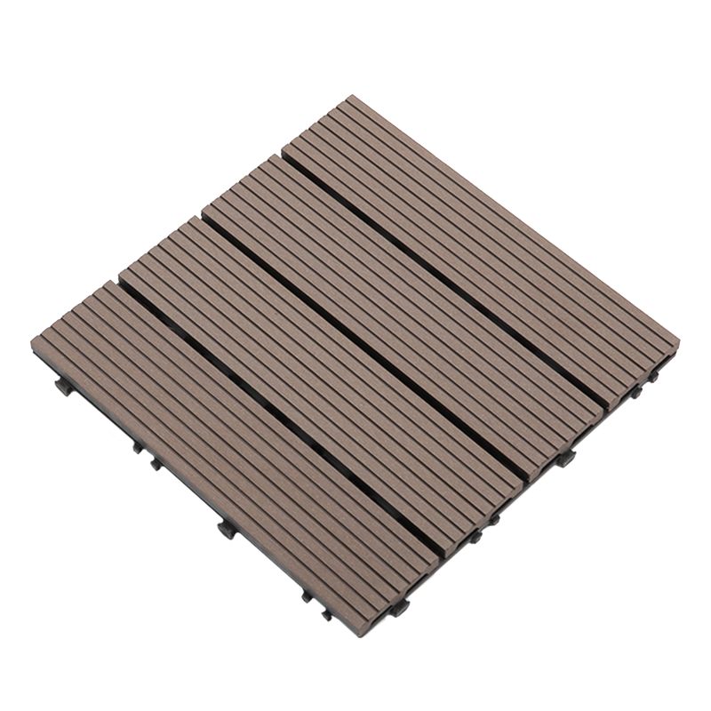Sikunuo | Composite Plank Tiles Striped Pattern Square Deck Flooring Outdoor Patio