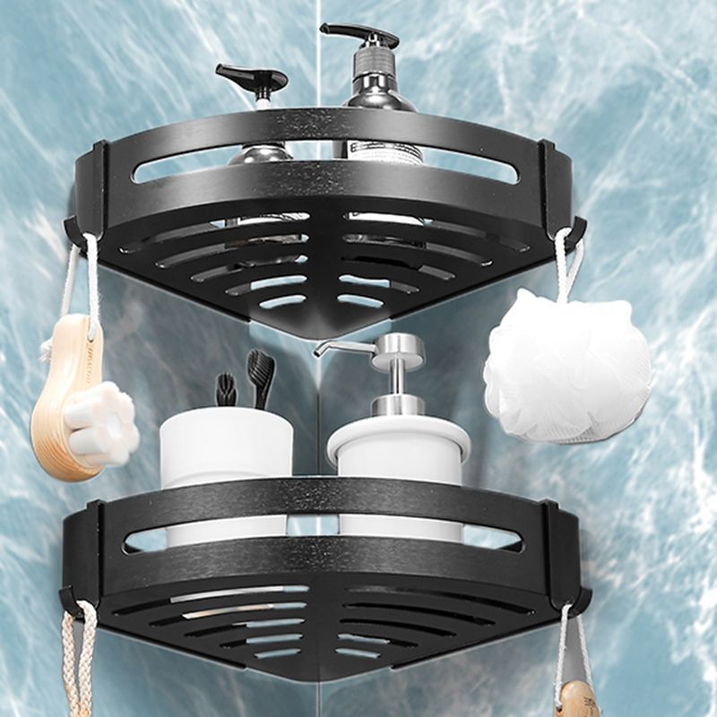 Sikunuo | Black/Silver Bath Set Modern 1/2/3-Piece Anti-Rust Bath Rack
