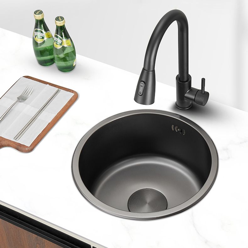 Sikunuo | Kitchen Sink Round Single Bowl Color and Scratch Resistant Under-mounted Stainless Steel Kitchen Sink