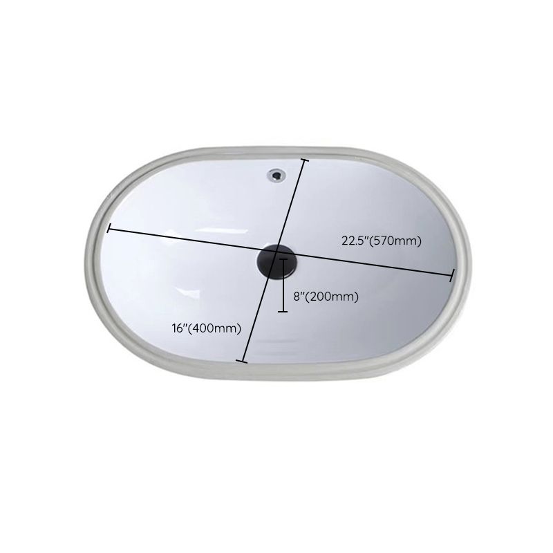 Sikunuo | Modern Under-Mount Sink Oval Porcelain with Pop-Up Drain Sink