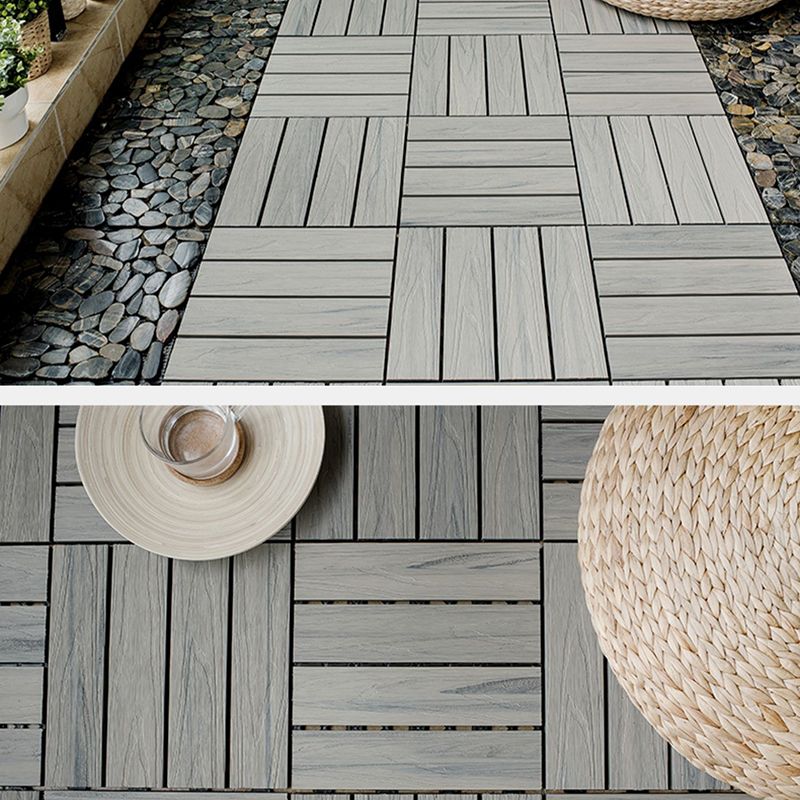Sikunuo | Square Patio Tiles Interlocking Striped Pattern Deck Board
