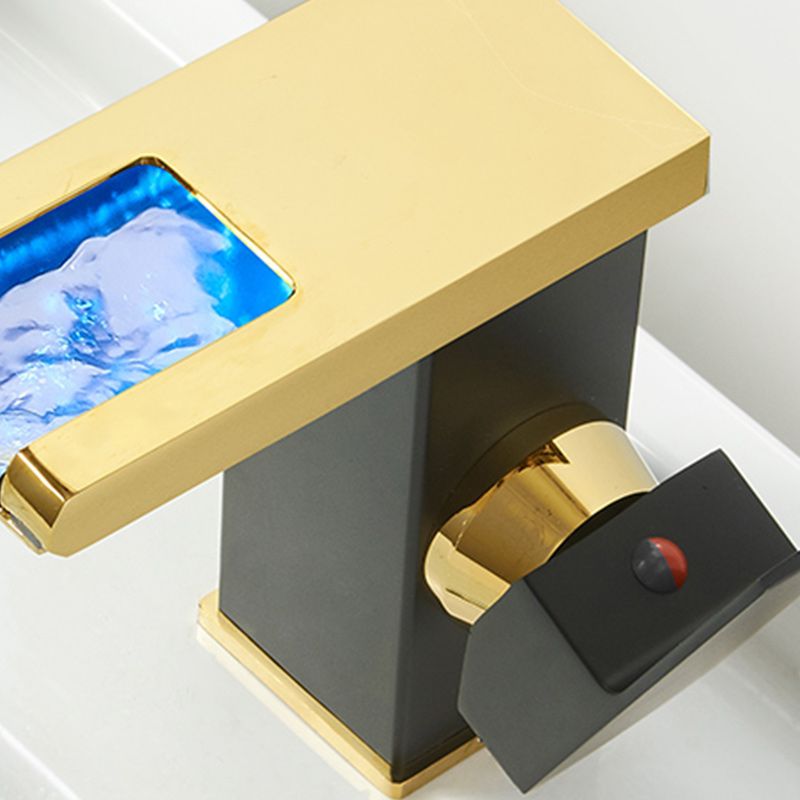 Sikunuo | Modern Waterfall Spout Sink Faucet with LED Brass Sink Faucet
