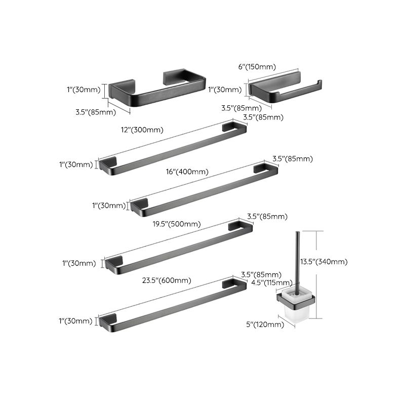 Sikunuo | Gray metal modern bathroom accessories as a single item or as a set