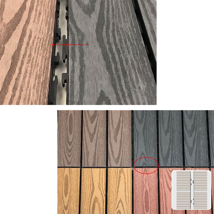 Sikunuo | Composite Square Patio Tiles Interlocking Striped Pattern Patio Floor Tiles