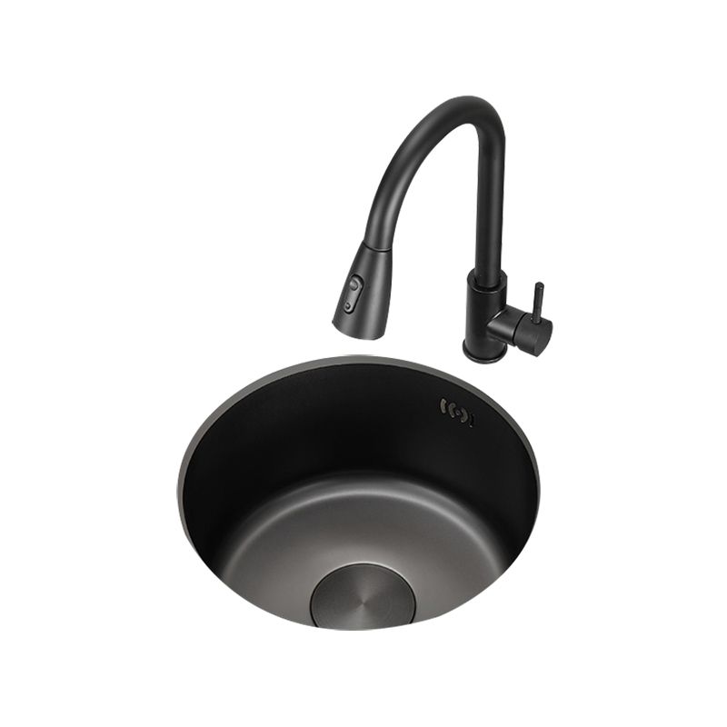 Sikunuo | Kitchen Sink Round Single Bowl Color and Scratch Resistant Under-mounted Stainless Steel Kitchen Sink
