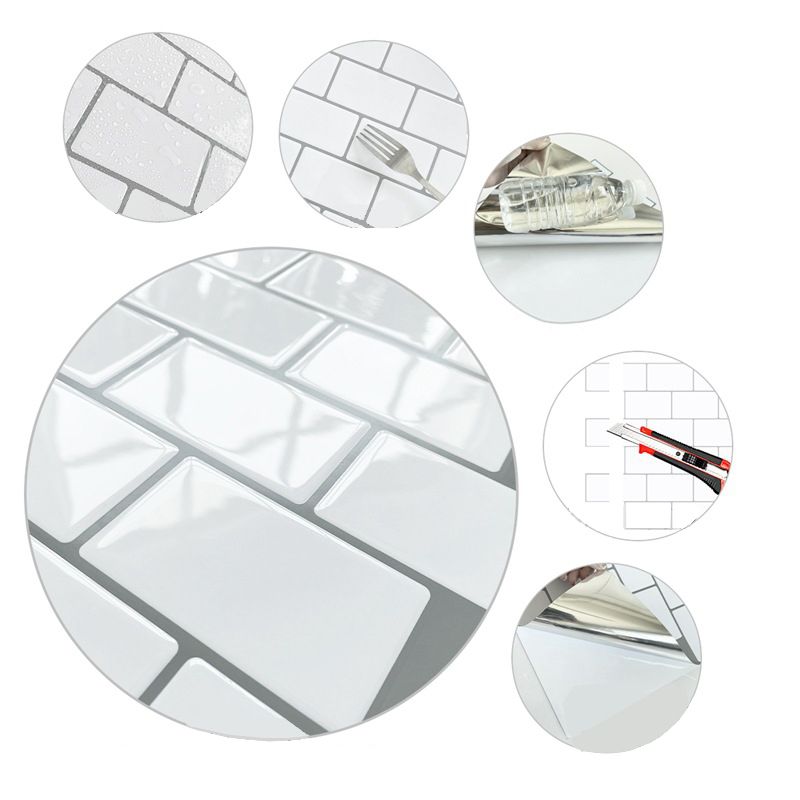 Sikunuo | Modern Peel and Stick Tiles PVC Subway Tile Peel and Stick Wall Tile for Bathroom