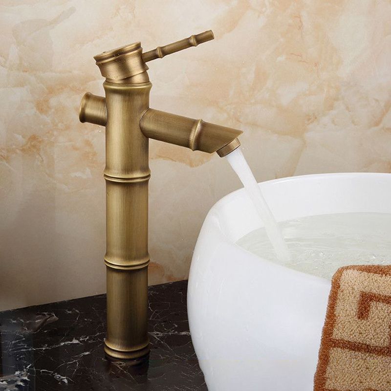 Sikunuo | Farmhouse Brass Bathroom Faucet With Lever Handle Single Hole Sink Faucet