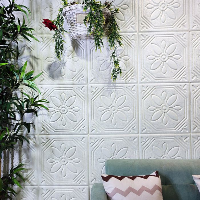 Sikunuo | Modern Wall Panel Floral 3D Print Peel and Stick Waterproof Wall Panels