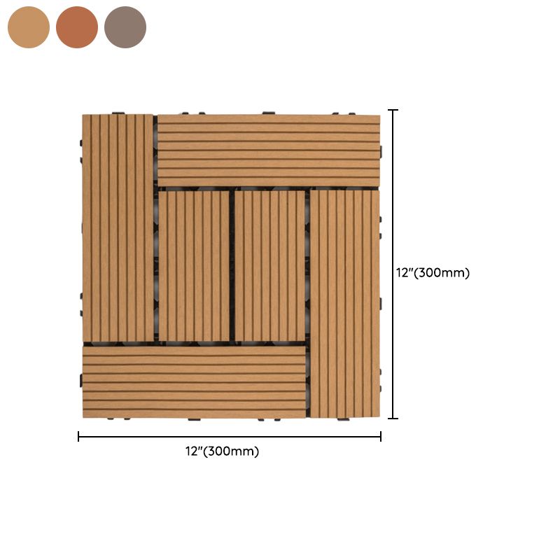Sikunuo | Square Click Patio Floor Tiles Stripe Pattern Tile Set Floorboard