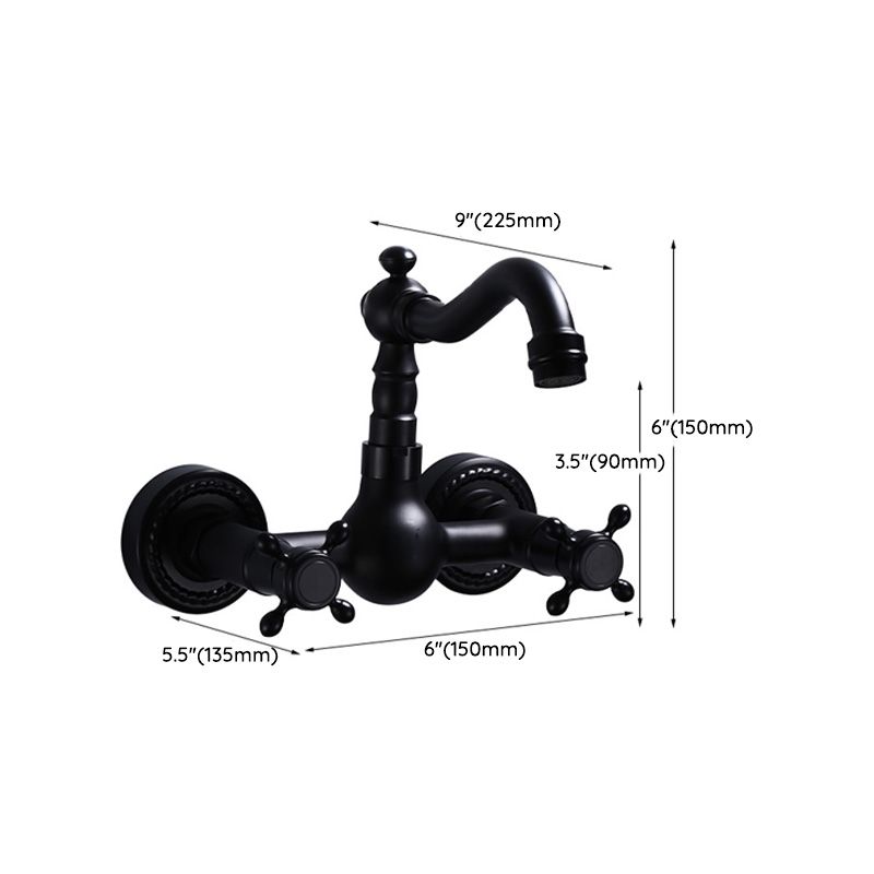 Sikunuo | Black Wall-Mounted Bathroom Faucet American Classic Widespread Sink Faucet