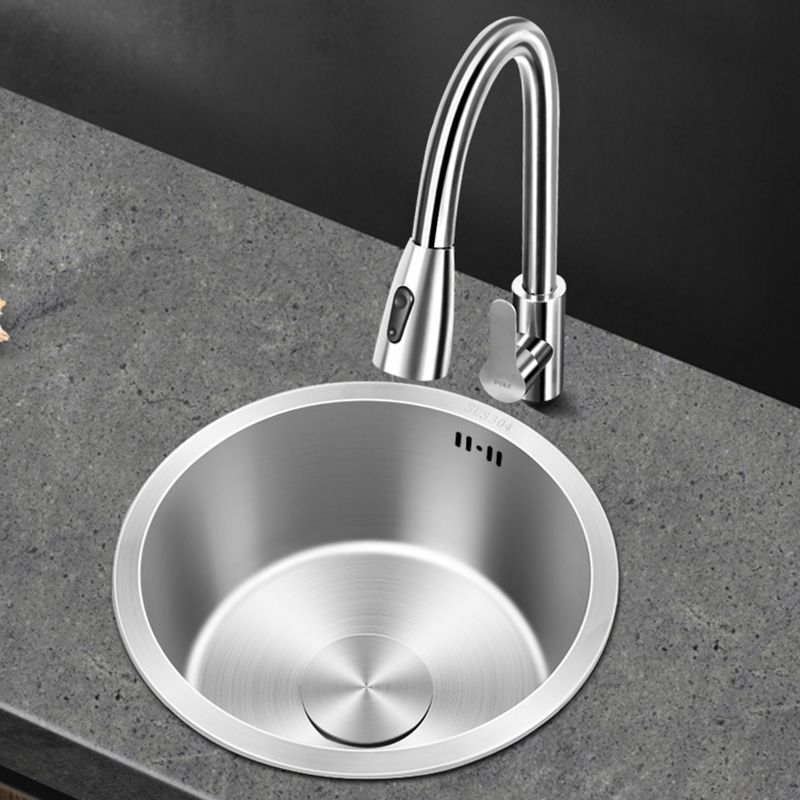 Sikunuo | Contemporary Style Kitchen Sink Stainless Steel Round Kitchen Sink