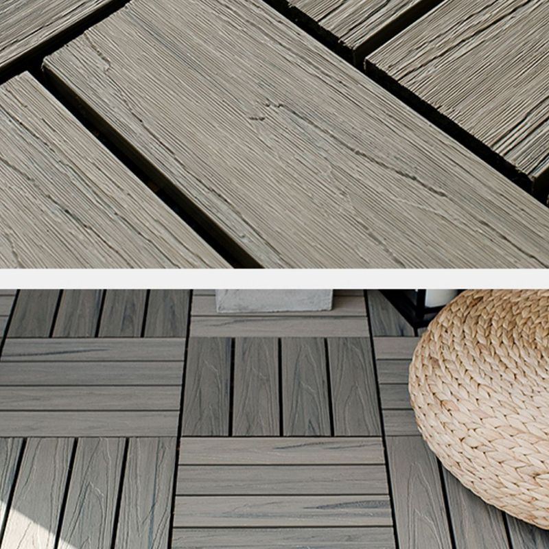 Sikunuo | Square Patio Tiles Interlocking Striped Pattern Deck Board