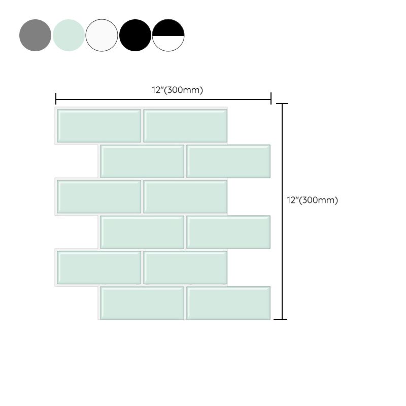 Sikunuo | Tile Peel & Stick Rectangle Waterproof Solid Plastic Peel & Stick Subway Tile for Shower