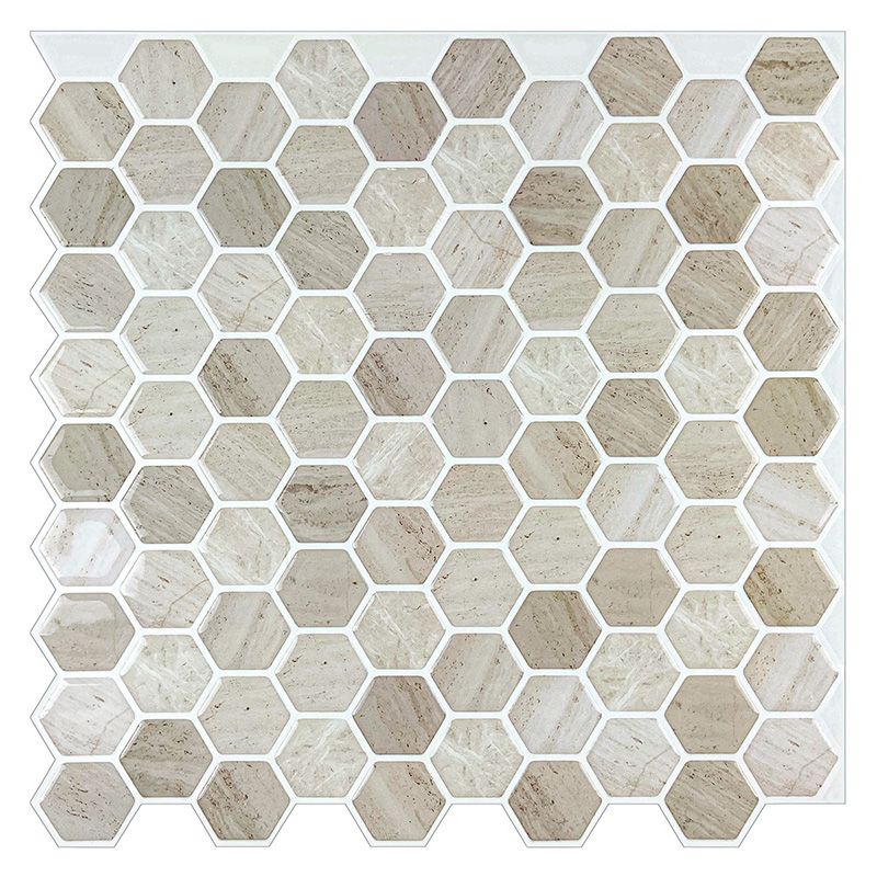 Sikunuo | Hexagonal Peel & Stick Tile Stain-Resistant Plastic Peel & Stick Tile for Shower