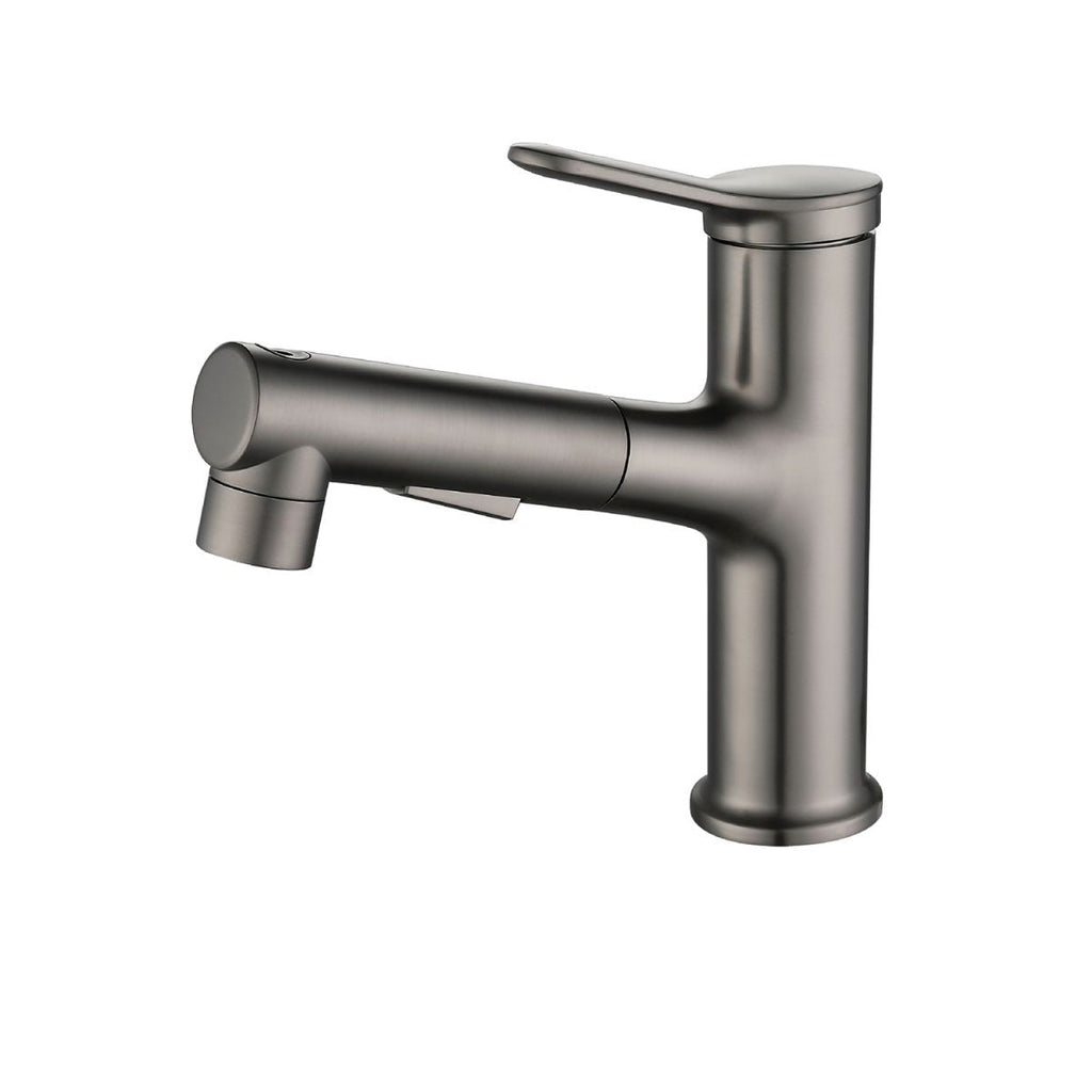 Sikunuo | Contemporary Vessel Faucet Copper Single Handle Low Arc Pull Down Vessel Faucet for Home