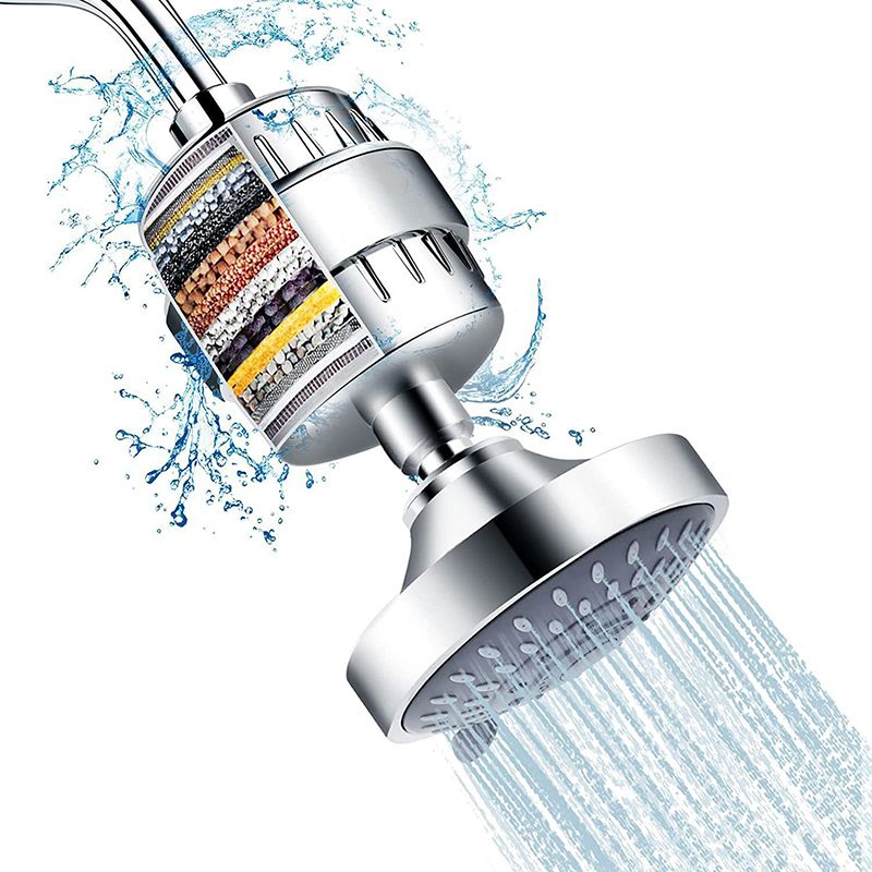 Sikunuo | 5 Sprays Shower Head Wall Mounted Silver Round Fixed Shower Head