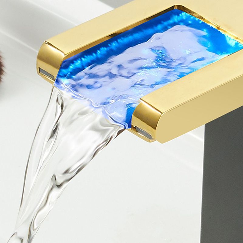 Sikunuo | Modern Waterfall Spout Sink Faucet with LED Brass Sink Faucet