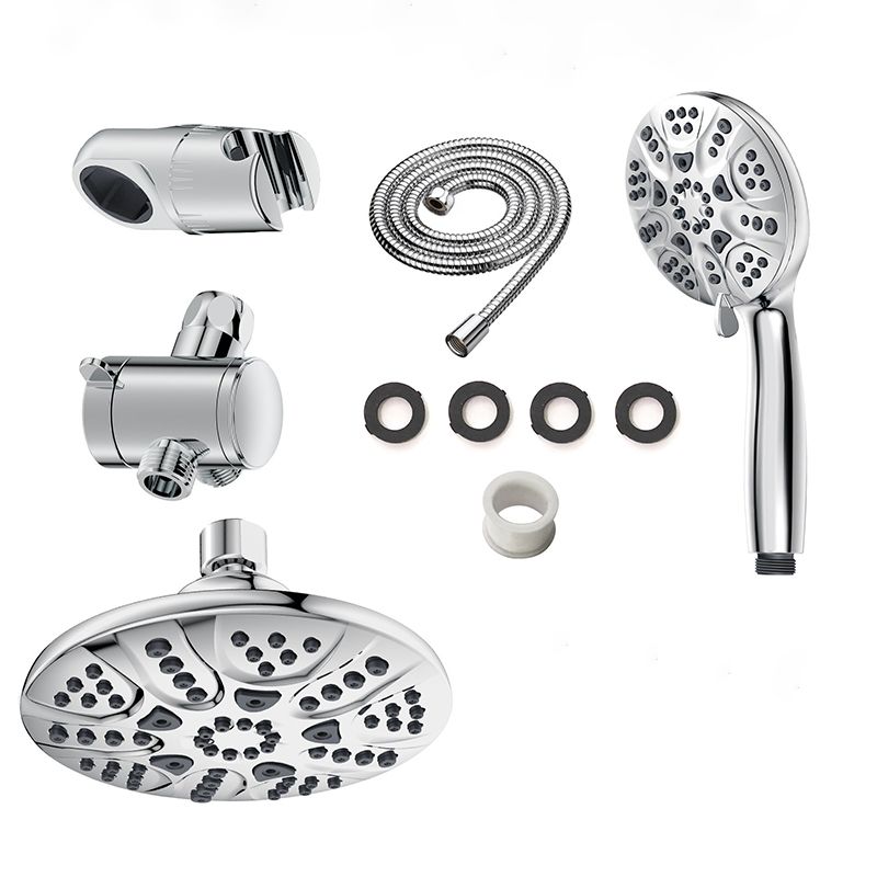Sikunuo | Contemporary Shower Combo Dual Shower Head Chrome Ceiling Mounted Round Shower Head