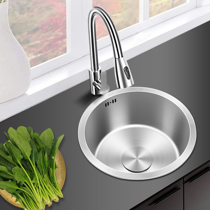 Sikunuo | Contemporary Style Kitchen Sink Stainless Steel Round Kitchen Sink