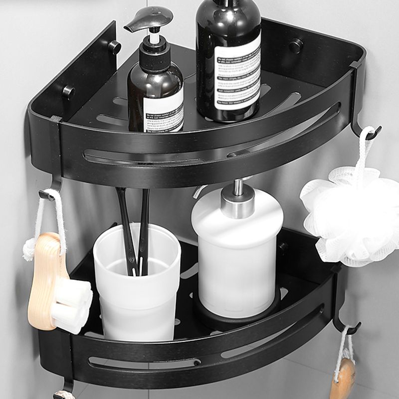 Sikunuo | Black/Silver Bath Set Modern 1/2/3-Piece Anti-Rust Bath Rack