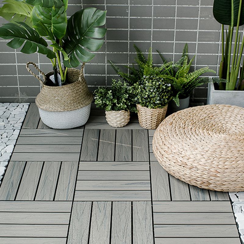 Sikunuo | Square Patio Tiles Interlocking Striped Pattern Deck Board